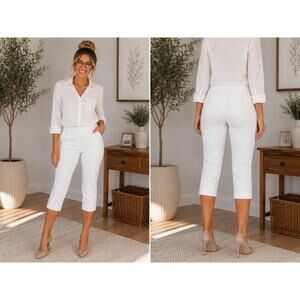 The Limited Drew Fit White Capri Work Pants Women’s Size 2 Cropped Career Office